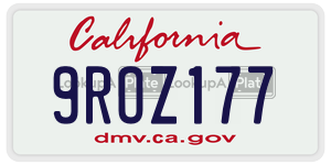 9ROZ177 license plate in California