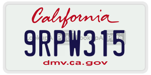 9RPW315  license plate in CA