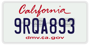 9RQA893  license plate in CA