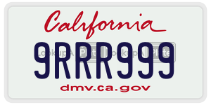 9RRR999 license plate in California