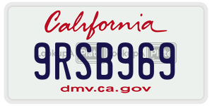 9RSB969 license plate in California