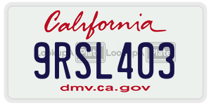 9RSL403  license plate in CA