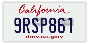 9RSP861 license plate in California