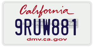 9RUW881 license plate in California