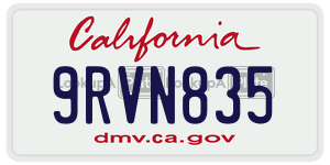 9RVN835  license plate in CA