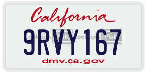 9RVY167 license plate in California