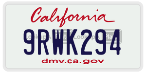 9RWK294 license plate in California