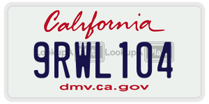 9RWL104 license plate in California