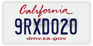 9RXD020 license plate in California