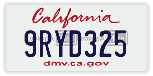 9RYD325  license plate in CA