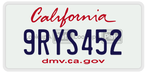 9RYS452 license plate in California