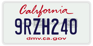 9RZH240 license plate in California