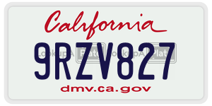 9RZV827 license plate in California