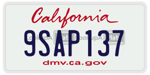9SAP137  license plate in CA