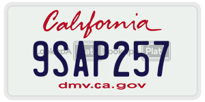9SAP257  license plate in CA