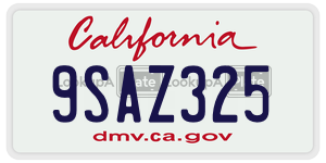 9SAZ325 license plate in California