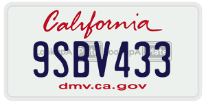 9SBV433  license plate in CA