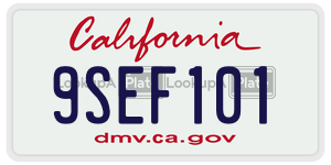 9SEF101  license plate in CA