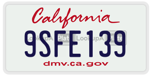 9SFE139 license plate in California