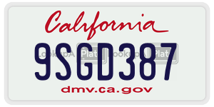 9SGD387 license plate in California