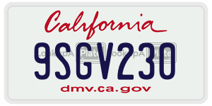 9SGV230 license plate in California
