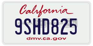 9SHD825 license plate in California