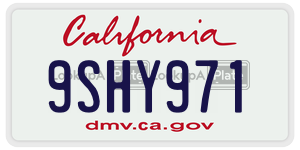 9SHY971 license plate in California
