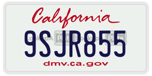 9SJR855 license plate in California