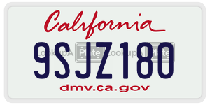 9SJZ180 license plate in California