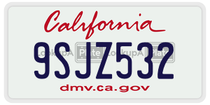 9SJZ532 license plate in California