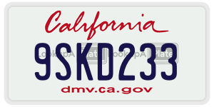 9SKD233 license plate in California