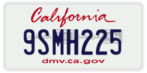9SMH225 license plate in California