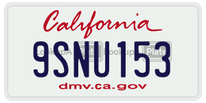 9SNU153 license plate in California