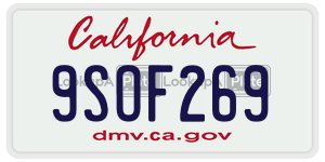 9SOF269 license plate in California
