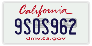 9SOS962  license plate in CA