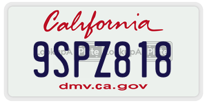 9SPZ818  license plate in CA