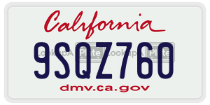9SQZ760 license plate in California