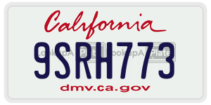 9SRH773 license plate in California