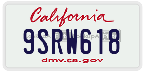 9SRW618 license plate in California