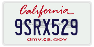 9SRX529 license plate in California