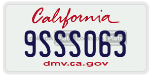 9SSS063  license plate in CA