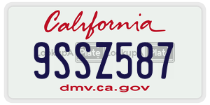 9SSZ587 license plate in California