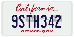 9STH342  license plate in CA
