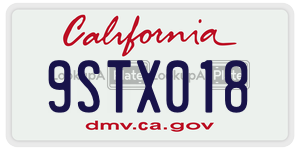 9STX018 license plate in California