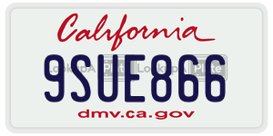9SUE866 license plate in California