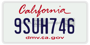 9SUH746 license plate in California