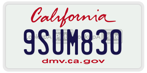 9SUM830  license plate in CA