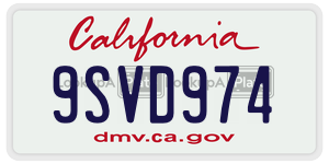 9SVD974 license plate in California