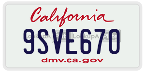 9SVE670 license plate in California
