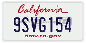9SVG154 license plate in California